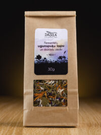 Fermentētu ugunspuķu lapu un ugunspuķes, klinģerītes, baltās rudzpuķes ziedu tēja